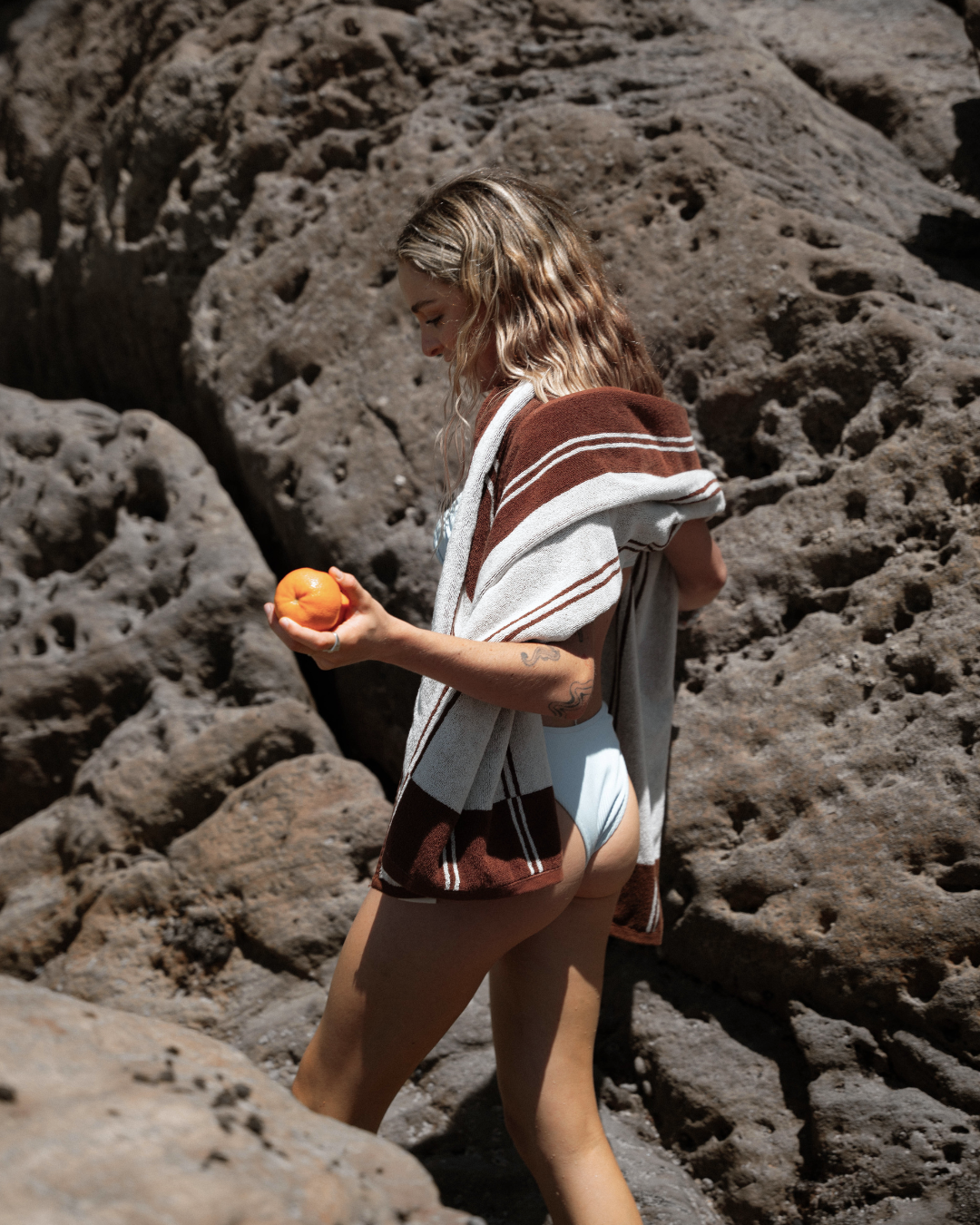 Twin Stripe Towel - Chocolate Brown