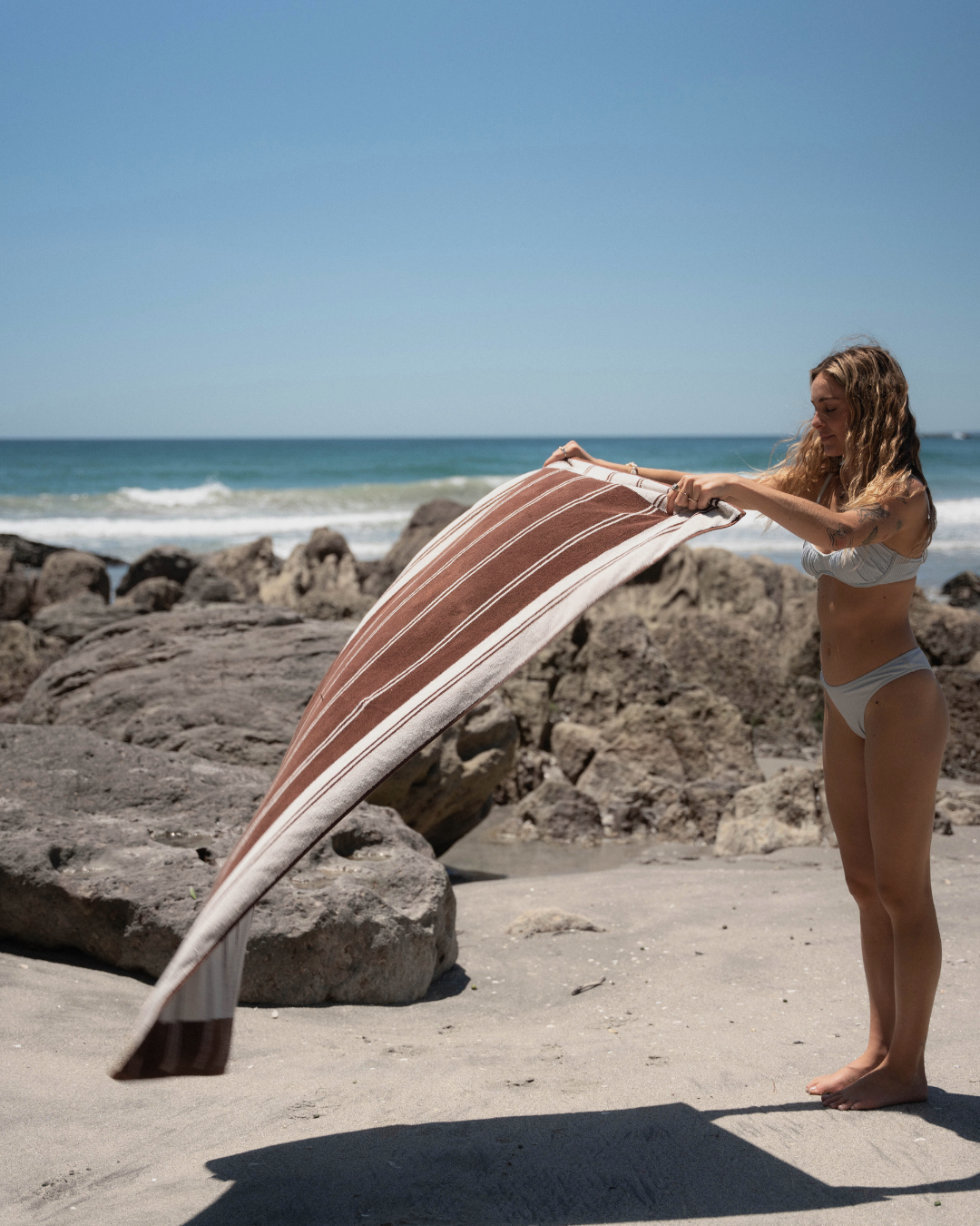 Twin Stripe Towel - Chocolate Brown