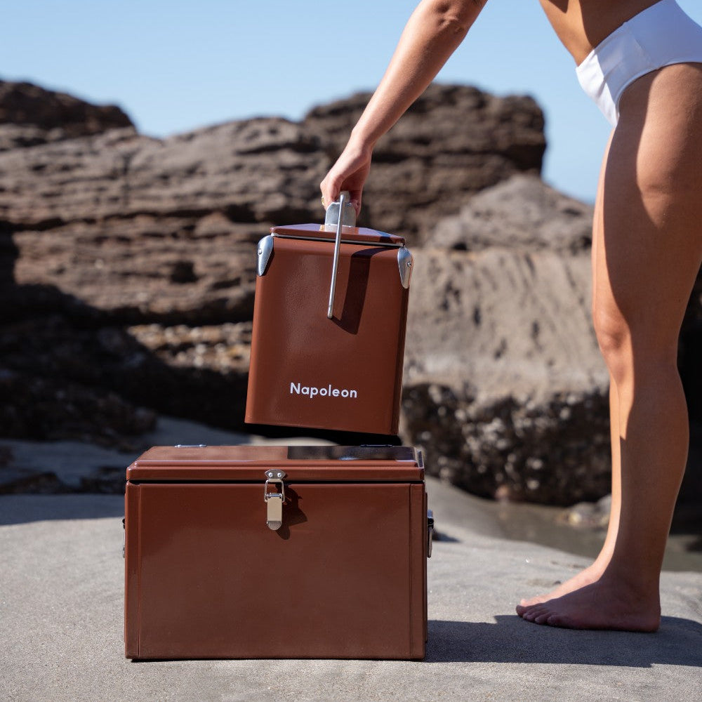 Chocolate Brown Napoleon Chilly Bin outdoors