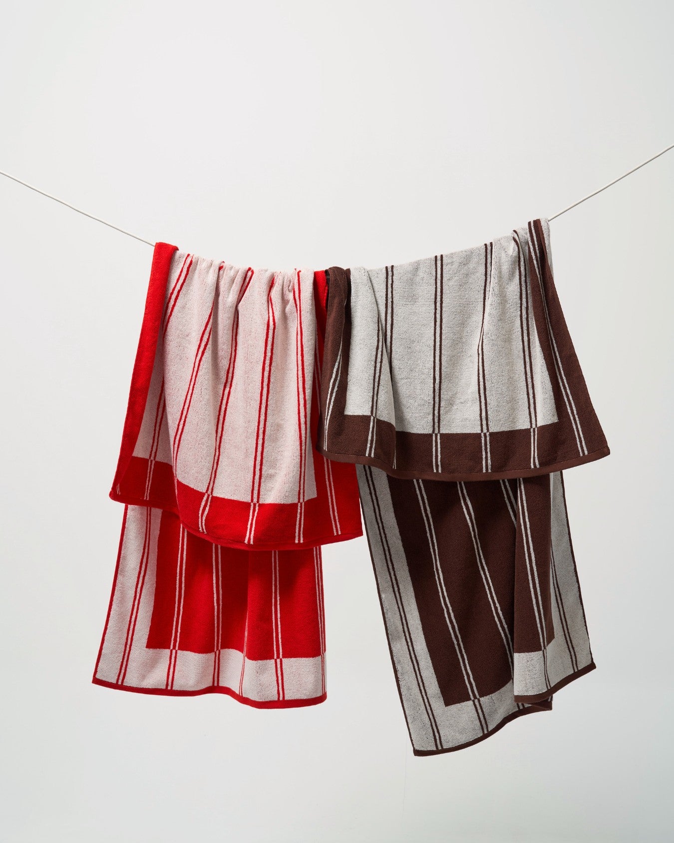 Twin Stripe Towel - Cherry Red