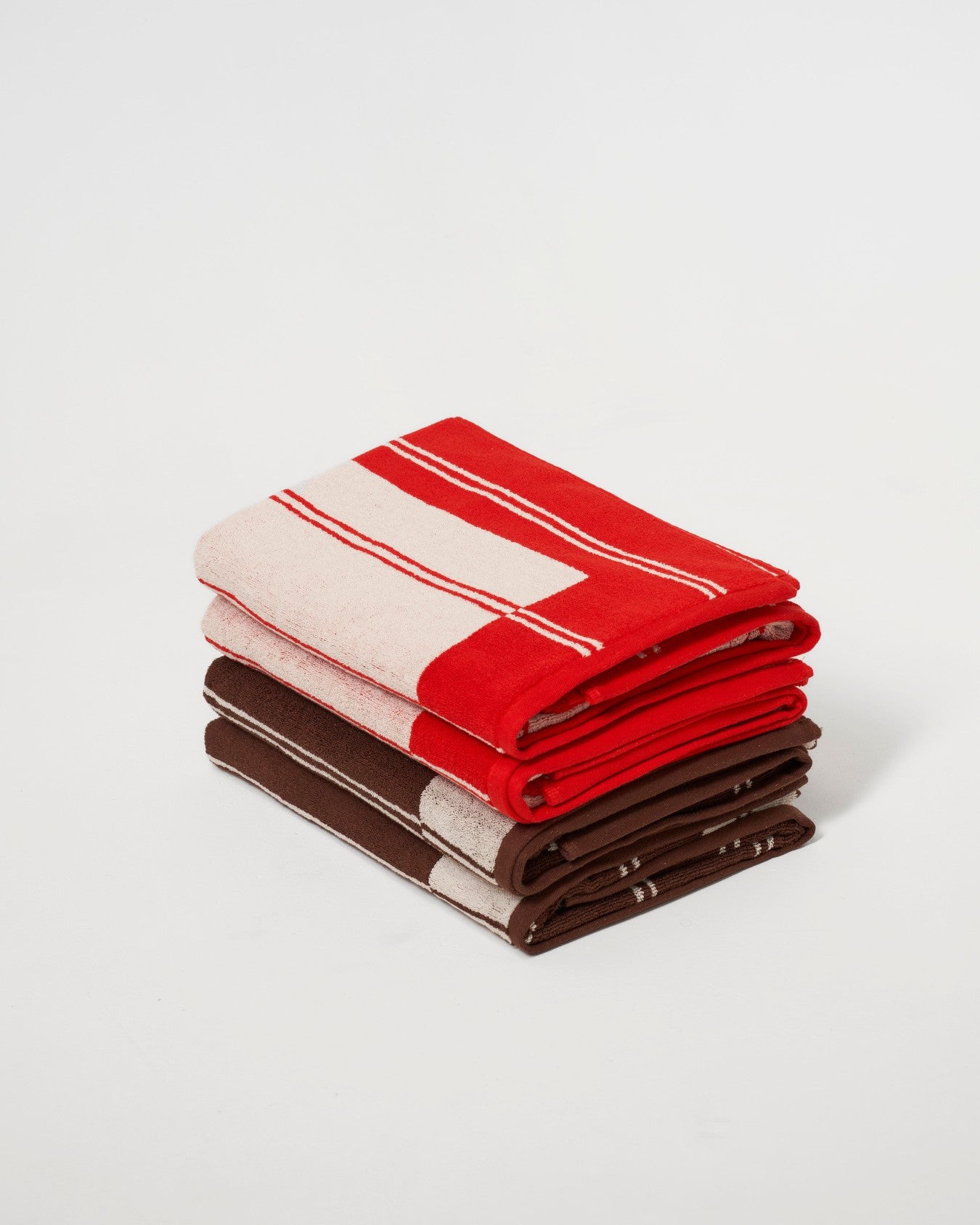 Twin Stripe Towel - Cherry Red