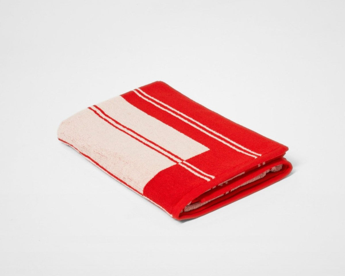 Twin Stripe Towel - Cherry Red