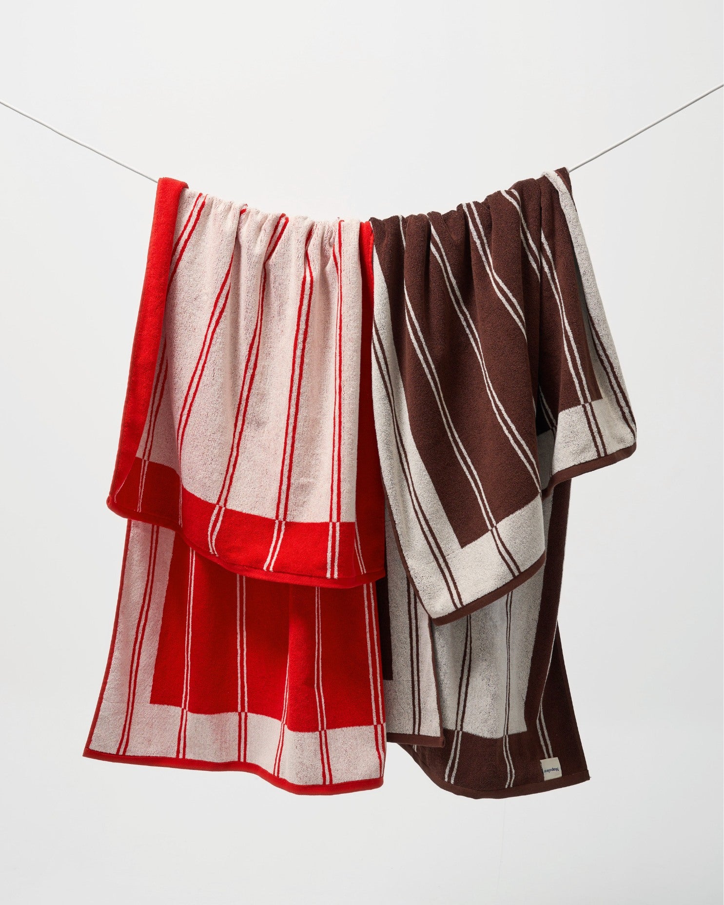 Twin Stripe Towel - Chocolate Brown