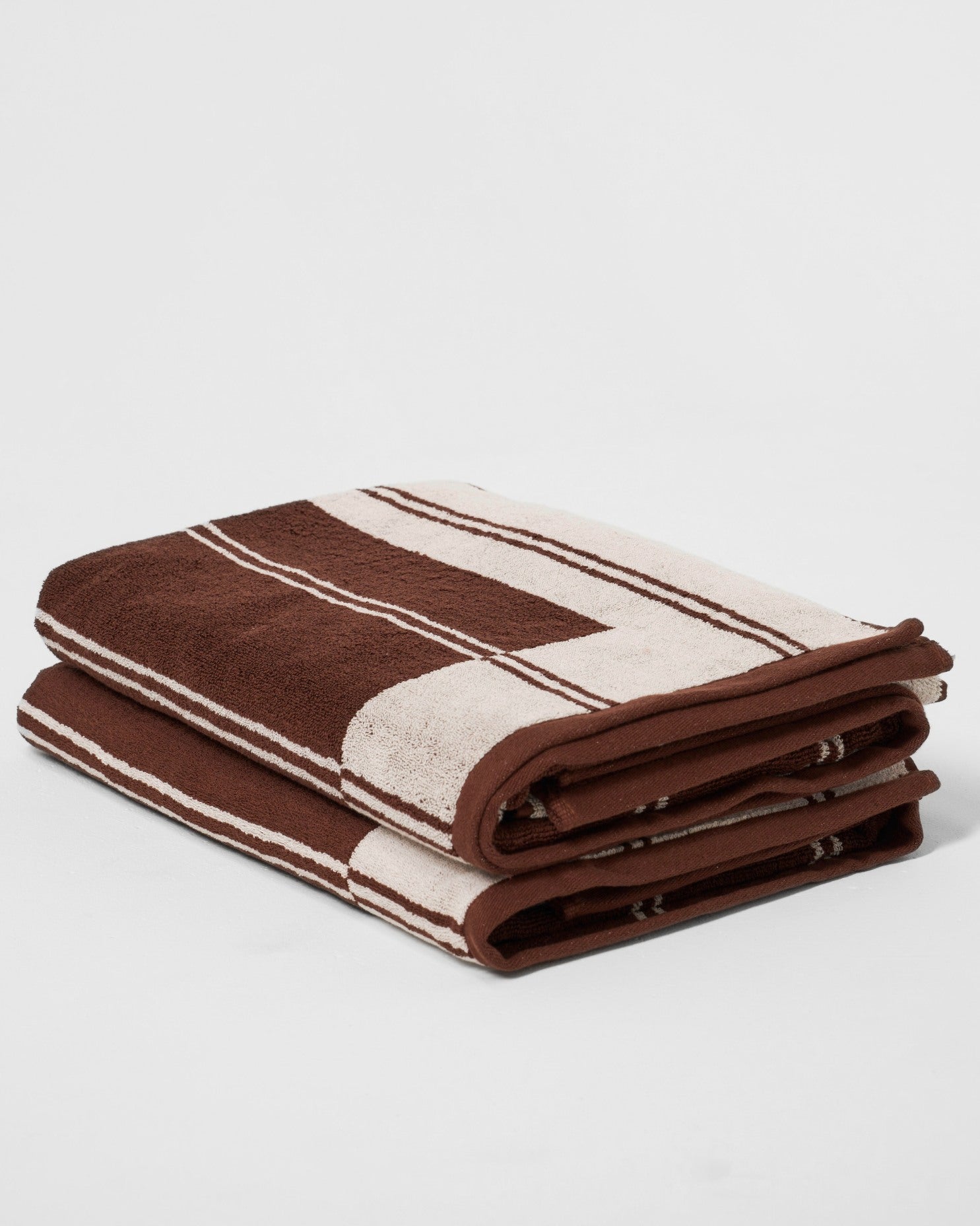 Twin Stripe Towel - Chocolate Brown