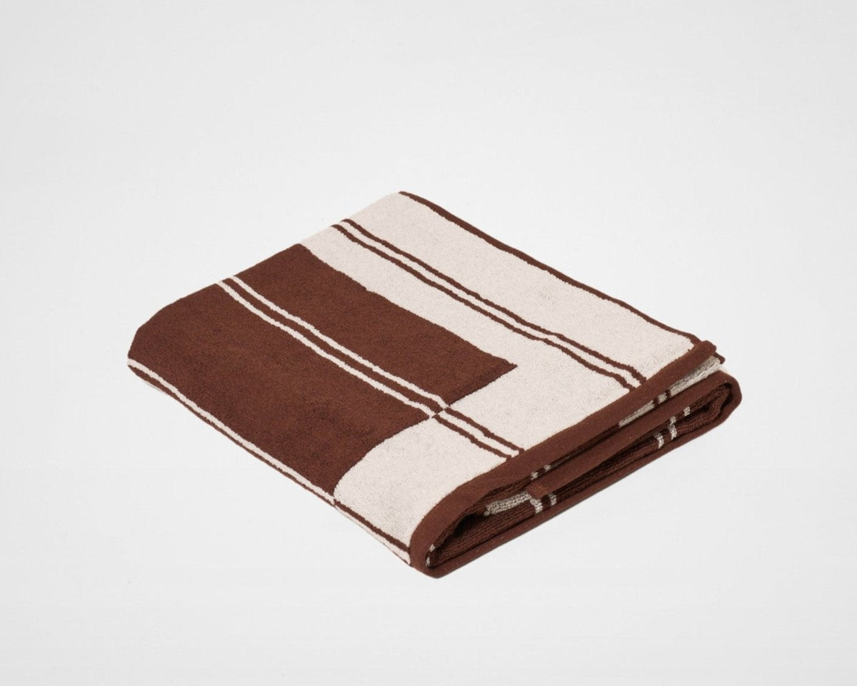 Twin Stripe Towel - Chocolate Brown
