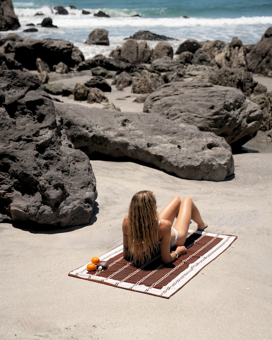 Twin Stripe Towel - Chocolate Brown